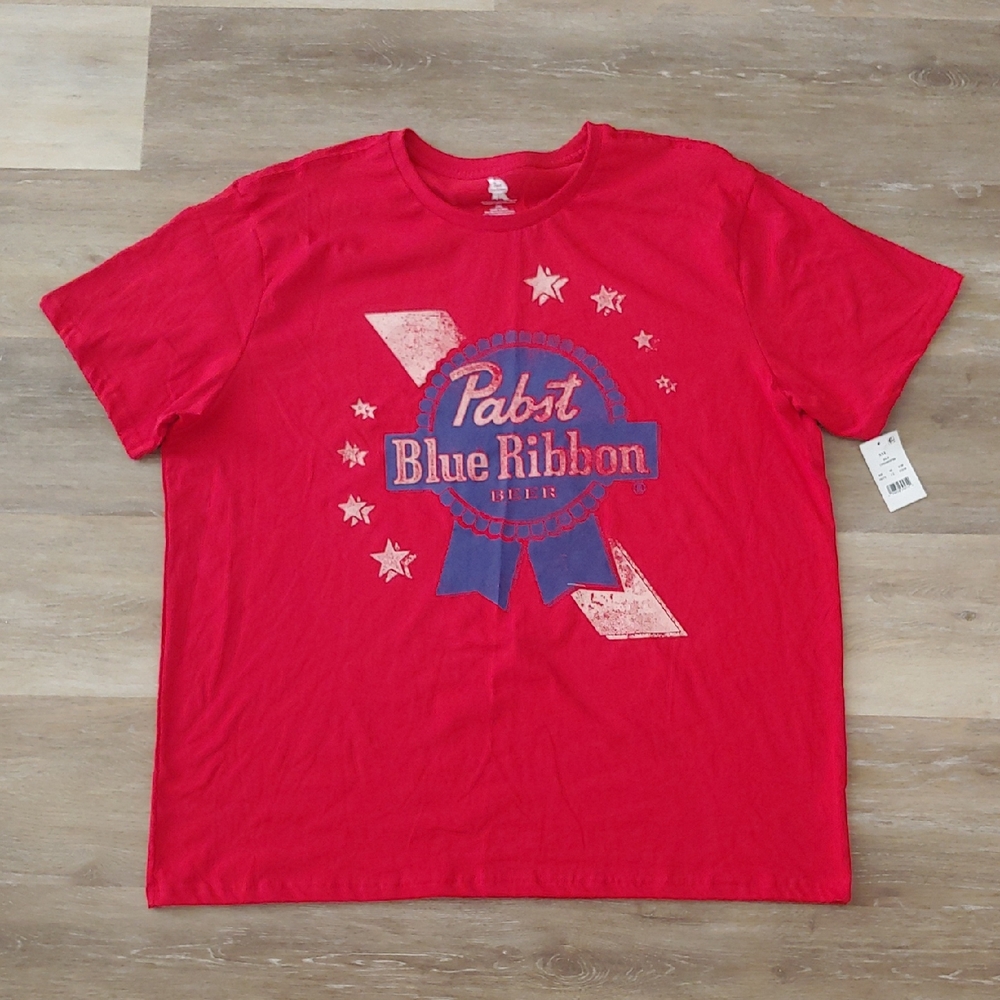 NWT Pabst Blue Ribbon Men's Graphic T-Shirt Red Size XXL
